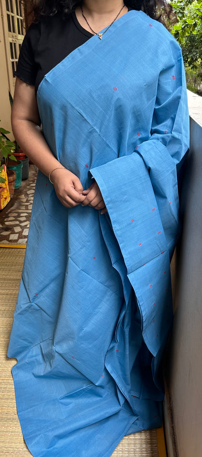 Dusty Blue Godavari Cotton Saree