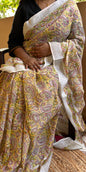 Yellow Linen cotton Saree