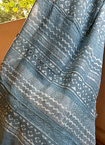 Cement Colour Linen cotton Saree