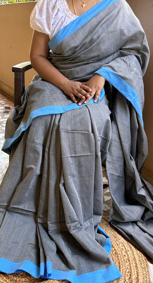 Gray Khadi cotton Saree