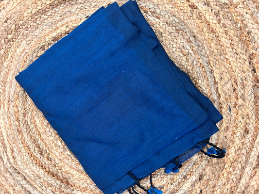 Peacock Blue Khadi cotton Saree