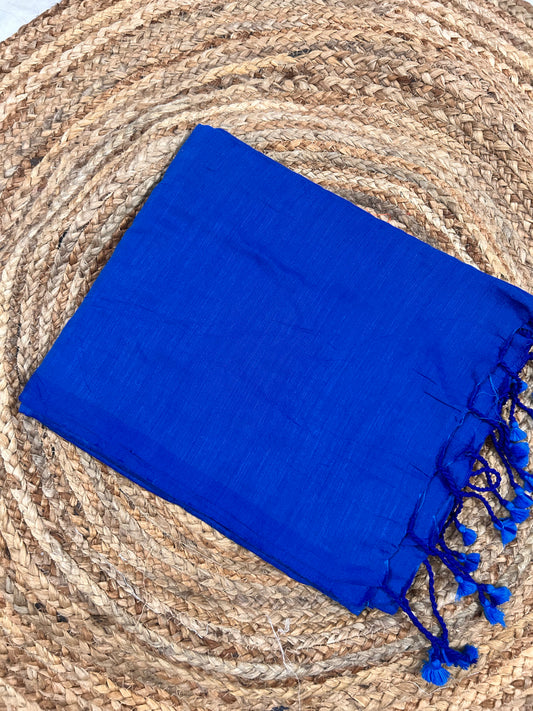 Ink Blue Khadi cotton Saree