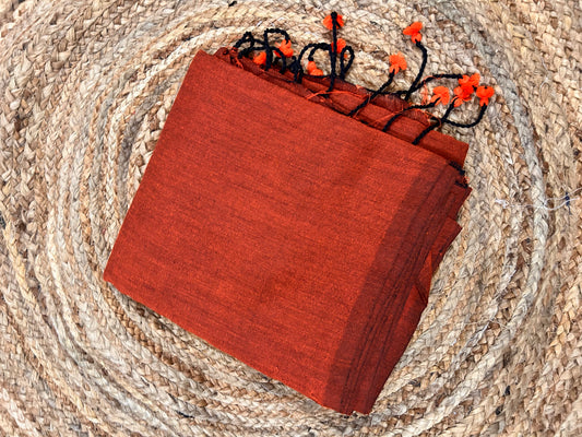 Rust Orange Khadi cotton Saree