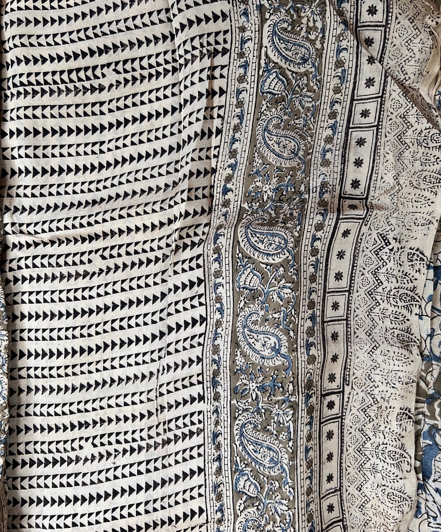 Mangalagiri SilkCotton Kalamkari Handblock Printed Saree - 2