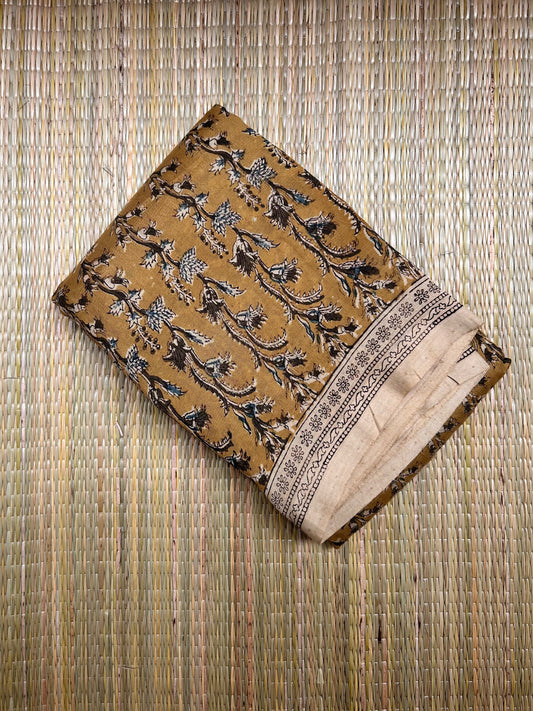 Mangalagiri SilkCotton Kalamkari Handblock Printed Saree - 3