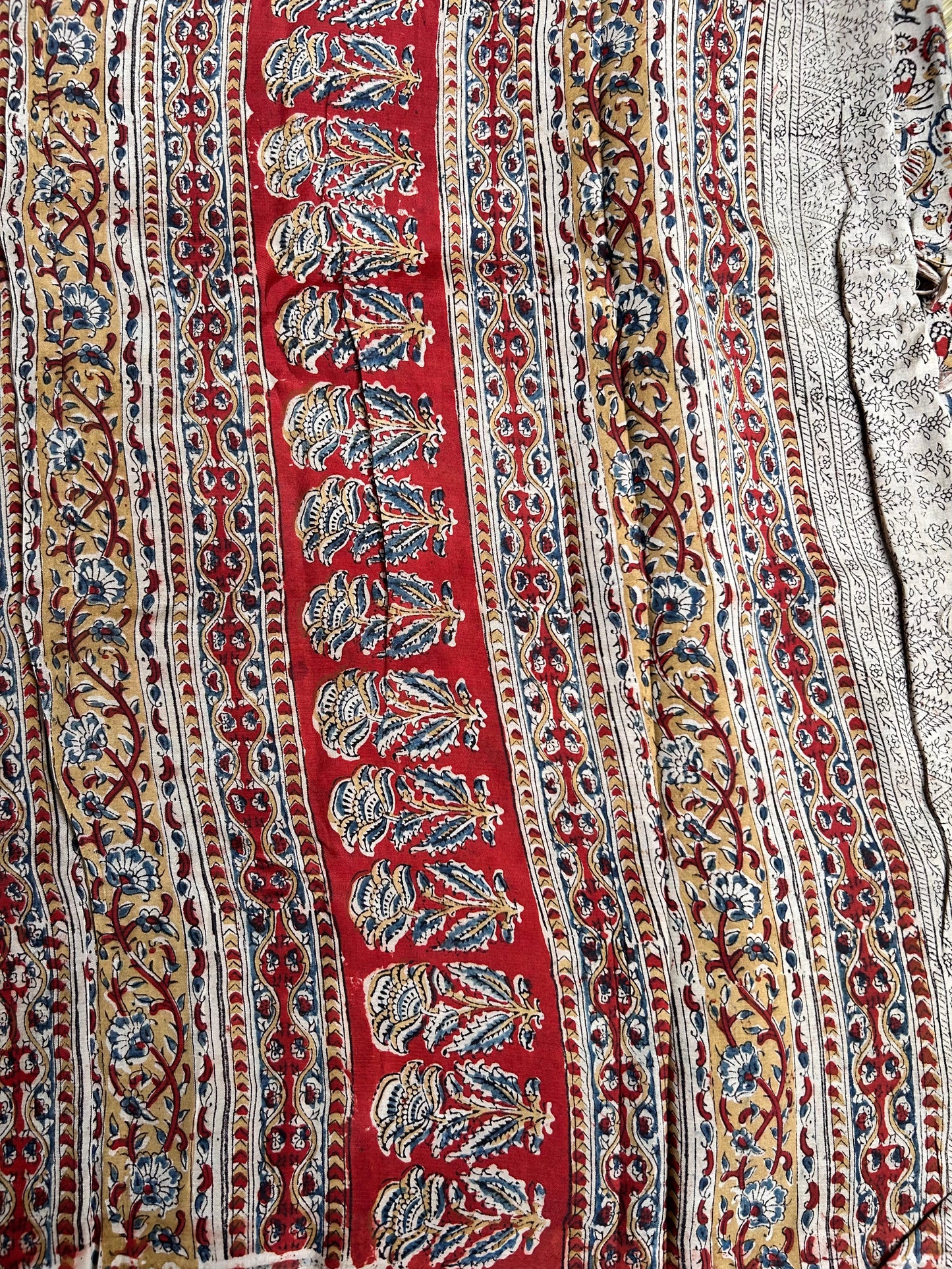 Mangalagiri SilkCotton Kalamkari Handblock Printed Saree - 4