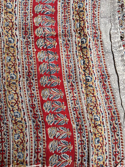 Mangalagiri SilkCotton Kalamkari Handblock Printed Saree - 4