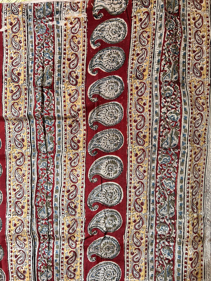 Mangalagiri SilkCotton Kalamkari Handblock Printed Saree - 5