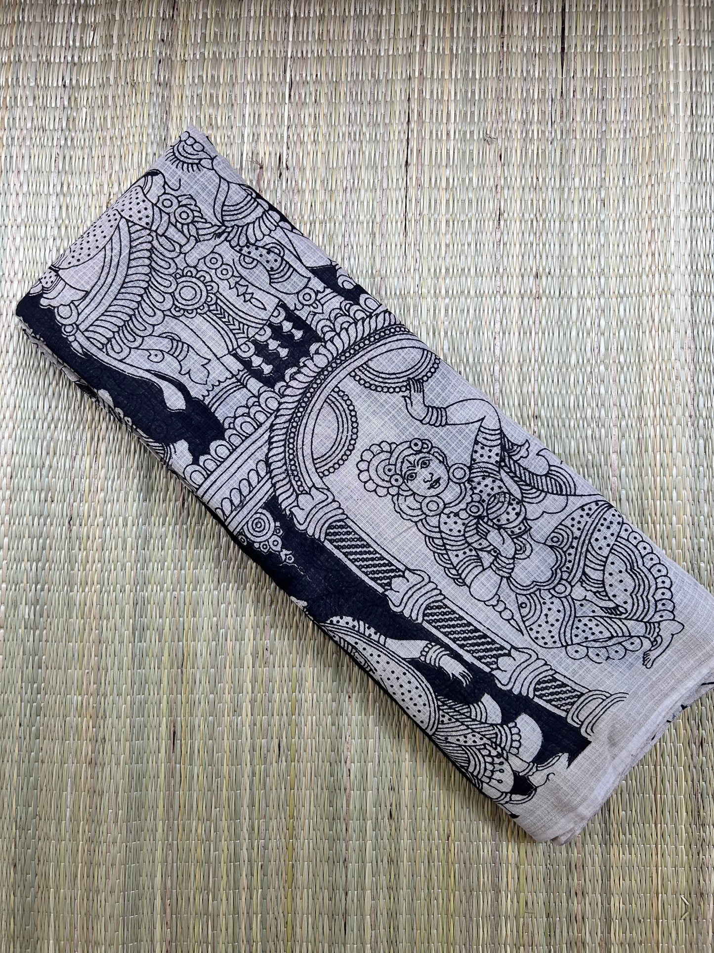 Kalamkari Black Kota Cotton Saree