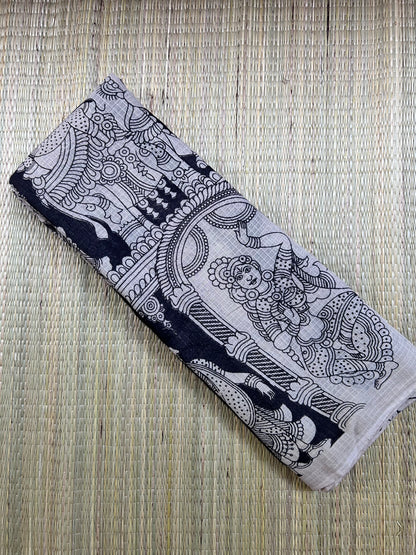 Kalamkari Black Kota Cotton Saree