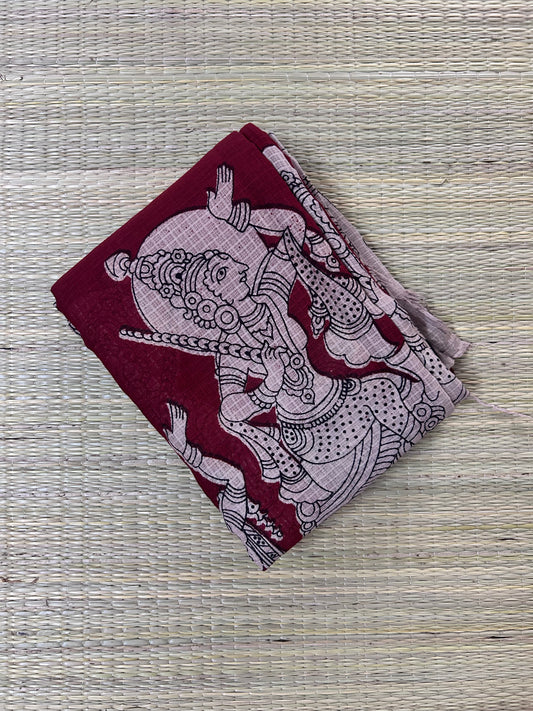 Kalamkari Brick Red Kota Cotton Saree