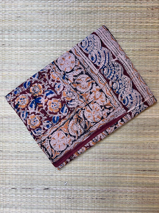 Kalamkari Handblock printed Cotton Saree - 2