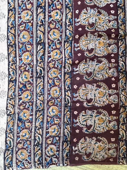 Kalamkari Handblock printed Cotton Saree - 3