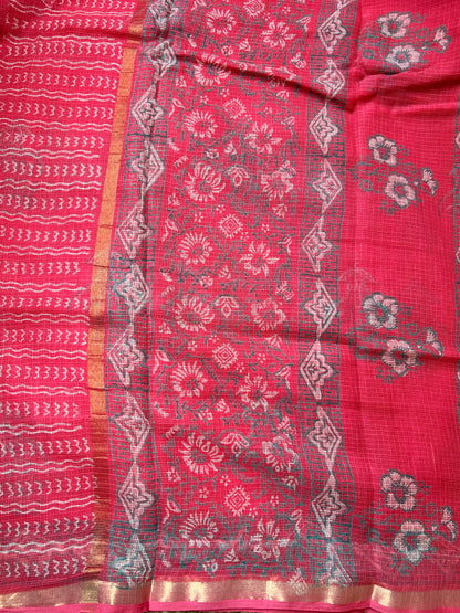 Red Kota Doria Saree