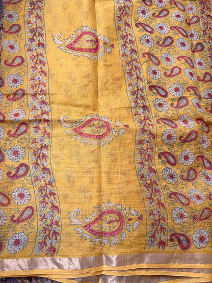 Yellow Kota Doria Saree