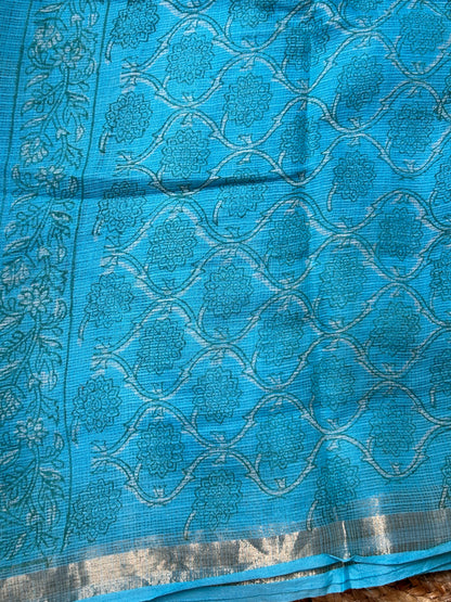 Blue Kota Doria Saree