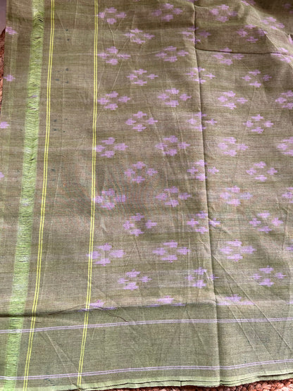 Brown Pochampally Ikkat Mercerised Cotton Handloom Saree