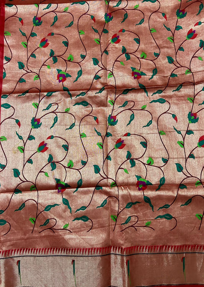 Red Semi-Paithani Saree